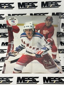 Eddie Johnstone Autographed Vintage New York Rangers Hockey Poster