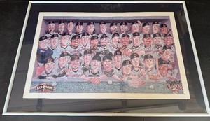 Minnesota Twins 15x Autograped w Mauer, Morneau, Hunter and More 2004 ALCD Chamions Red Baron Basbeall Poster Nicely Framed and Matted