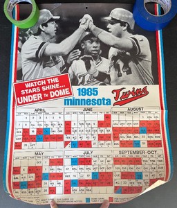 1985 Minnesota Twins Paseball Schedule - Kirby Puckett Rookie Year