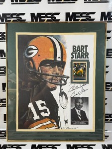 Bart Starr Autgoraphed Print Custom Framed and Matted - Green Bay Packers Football