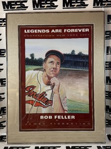 Bob Feller Autographed Legends are Forever by James Fiorentino Framed Baseball Print