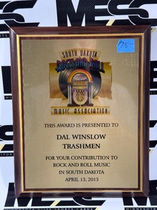 Dan Winslow of Trashmen South Dakota Rock and Roll Music Association Hall of Fame Plaque