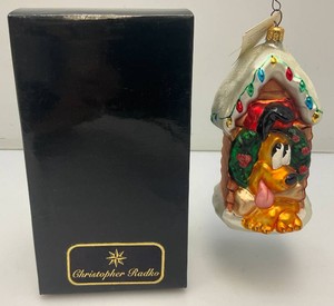 Vintage 1997 RETIRED RARE Collectible Christopher Radko  Pluto Doghouse Christmas Ornament In Original Box