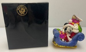 Vintage 1997 Collectible Christopher Radko Disney Rodgers Gardens Exclusive Mickeys SleighChristmas Ornament In Original Box