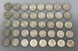 40 Unsorted US Statehood Quarters (10 Dollars Face Value)