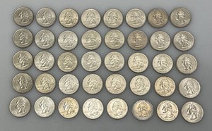 40 Unsorted US Statehood Quarters (10 Dollars Face Value)
