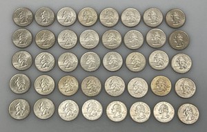 40 Unsorted US Statehood Quarters (10 Dollars Face Value)