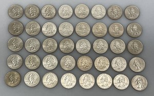 40 Unsorted US Statehood Quarters (10 Dollars Face Value)