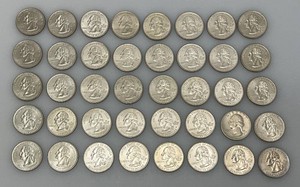 40 Unsorted US Statehood Quarters (10 Dollars Face Value)