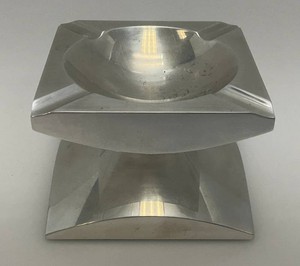 Very Unique RARE Mid Century Modern Heavy Solid Aluminum Ashtray 2.5 x 3.5
