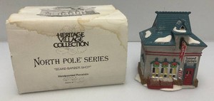 Vintage Department 56 The Heritage Village Collection  North Pole Series Series Beard Barber Shop In Original Box
