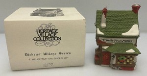 Vintage Department 56 The Heritage Village Collection Dickens Village Series T. Wells Fruit And Spice Shop In Original Box