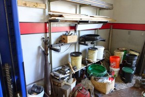 Assorted Automotive - Jack Stands, Compressor, Parts, Oil Bins