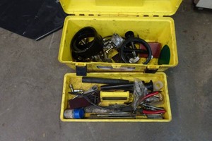 Tool Box with Tools - Possibly a Kit for Rebuilding 700R4 Transmission