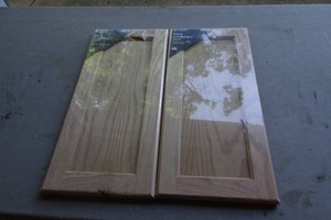 2 Oak Cabinet Doors - 10x21.5x34