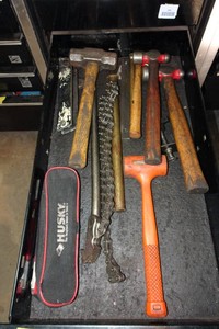 Contents of Drawer - Hammer, Chain Wrench