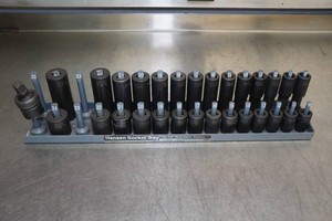 Grey Pneumatic 12 Drive Metric Shallow and Deep Impact Sockets with Rail