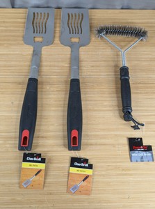 Char-Broil BBQ Spatulas and Flame Glo Wire Grill Brush 3-Piece Set - Brand New