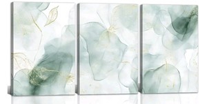Framed Sage Green Abstract Canvas Wall Art 3-Piece Set 16x24 $68.99 Retail - Brand New