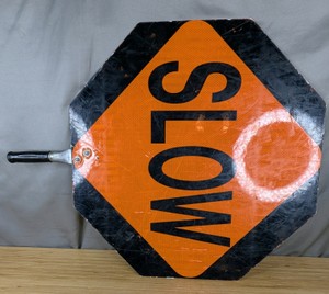 Reflective Handheld Octagonal STOP & SLOW Sign S