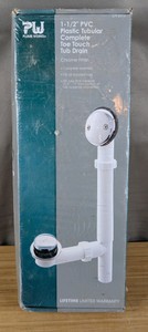 Plumb Works 1-12 Inch PVC Complete Toe Touch Tub Drain Kit - Brand New G