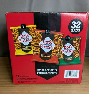 Dots Homestyle Pretzels Seasoned Pretzel Twists 32 Count Variety Pack - Brand New