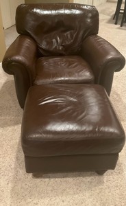 Leather Chair and Ottoman