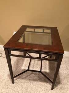 Rectangular End Table with Glass Top