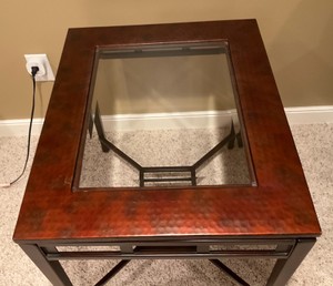 Rectangular End Table with Glass Top