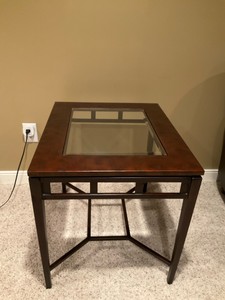 Rectangular End Table with Glass Top