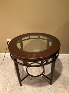 Round End Table with Glass Top