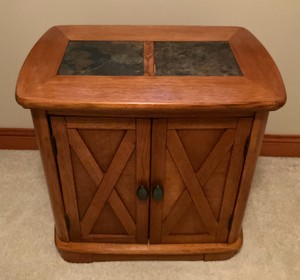 Wood Side Table with Tile Inlay