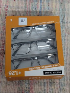 3 Pair of Foster Grant Full Rim Metal Readers & 1 Case, 1.25