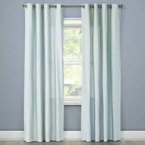 54x84 Light Filtering Solid Window Curtain Panel Aqua - Threshold Grommet Top, Indoor Use, Cotton, Slub Texture