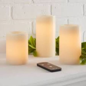 3pk 3 x 4 3 x 5 3 x 6 LED Flameless Black Wick Candle Cream - Threshold