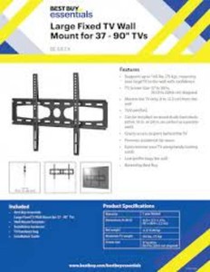 Best Buy essentials - Fixed TV Wall Mount for Most 3790 TVs - Black