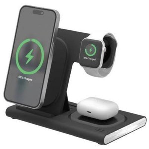 Just Wireless 3-in-1 Portable Wireless Charger - Black USB-C with 15W Output