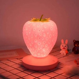 New Fun Day Strawberry Fruit Lamp 6.7h x 5.3 w x 5.3 d - 7 Changing Colors