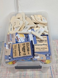 Large Lot of Wooden Letters, Paint & Wooden Stamp Sets