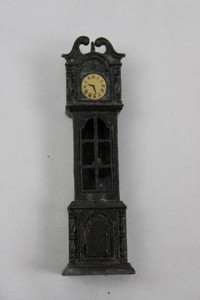 Cast Metal Miniature Grandfather-Style Clock - Made in Hong Kong