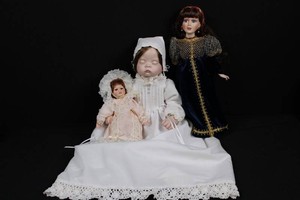 Decorative Porcelain Doll Group - Baby, Fashion & Lace-Dressed Dolls (Lot of 3)