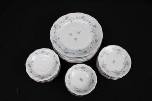 Blue Floral Scalloped China Dish Assortment