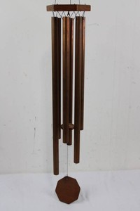 Vintage Copper Tube Wind Chime With Wood Sail
