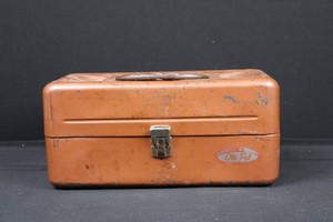 Vintage Old Pal Metal Fishing Tackle Box With Assorted Tackle