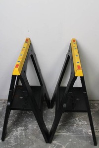 Folding Plastic Sawhorse Set With Work Platforms (Lot of 3)