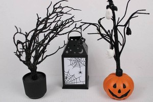 Halloween Decor Mixed Lot - Branch Trees, Lantern & Pumpkin