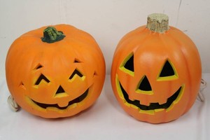 Illuminated Jack-O-Lantern Pumpkin Decorations (Lot of 2)