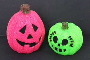 Pink & Green Jack-O-Lantern Pumpkin Decorations (doesnt light up)