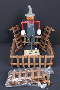 Handmade Halloween Scarecrow Corn Garden Display With Wooden Fence