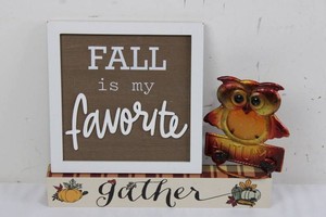 Fall Gather Owl Decor - 3-Piece Mixed Lot